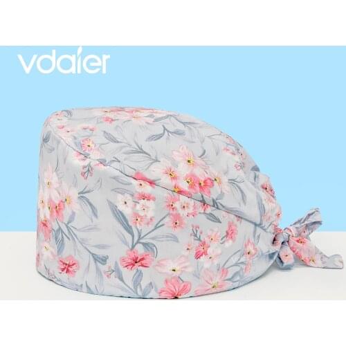 Multicolor Printed cotton Nurse Hat scrubs Cap Pet clinic Work Hats Casual Unisex doctor Surgical Dentist Operating room caps