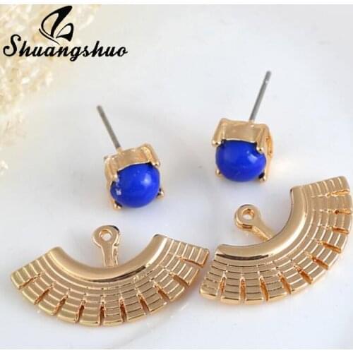 Shuangshuo Bohemian Fashion Back Double Sided Stud Earrings Women Pearl Ear Jackets Piercing Jewelry Earring Birthday Gift 2021