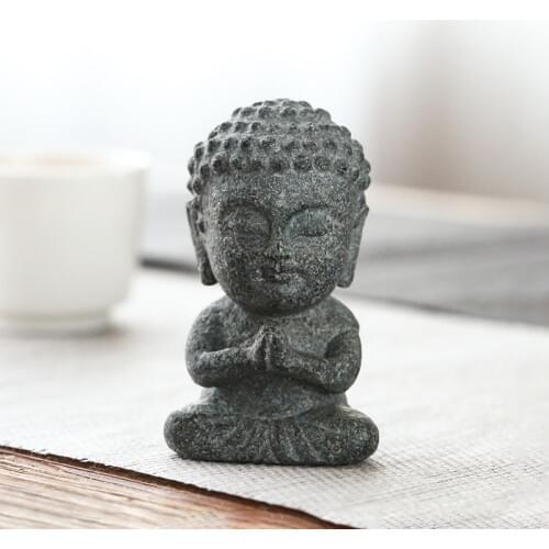 Buddha Statue Granite Sculpture Handmade Figurine Meditation Miniatures Ornament Home Decoration Crafts Creative Culture Gifts