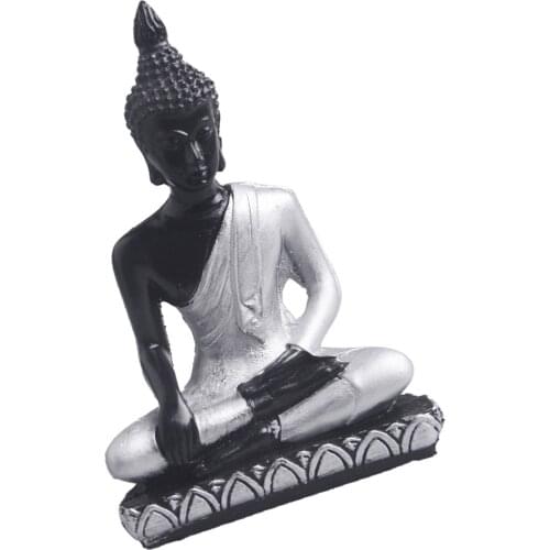 BUDDHA STATUE Hand-painted Resin Hindu Tribal God Meditation Statue -Silver