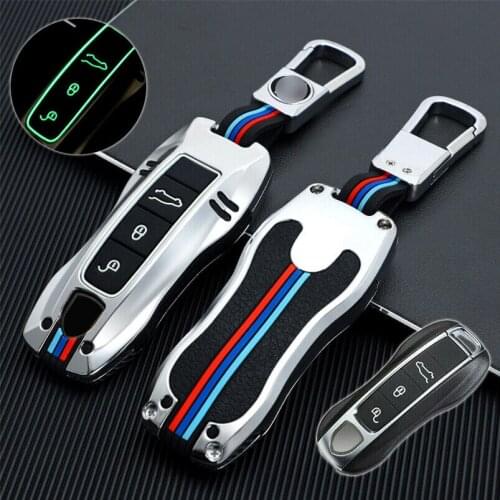 Luminous Alloy Smart Car Key Fob Protector Case Cover For Porsche Cayenne Panamera Taycan 911 Accessories Shell keychain