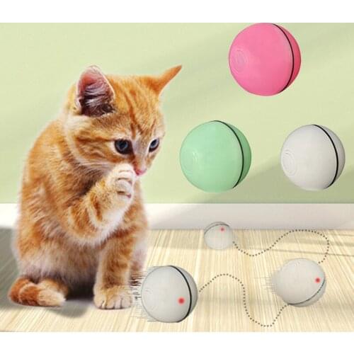Smart Interactive Cat Toy Funny LED Self Rotating Ball With Toys USB Rechargeable Pet Smart Small Robot Cat Kitten Ball Toy