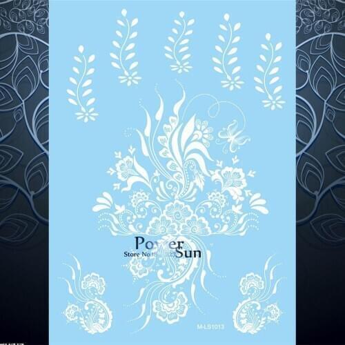 Unique Arm Shoulder Decals Temporary Tattoo 20x15CM White Flower Jewelry Design Waterproof Body Art Henna Tattoo Sticker