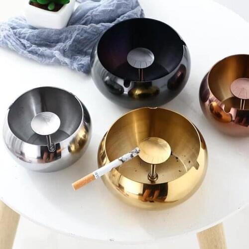Thicker style Stainless Steel Ashtray Household Large-capacity Windproof Ashtray Round Stainless Steel Ashtray Office Decoration
