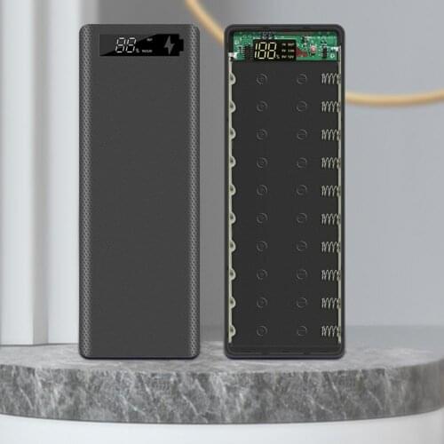 Power Bank Nesting Solderless Digital Display LED Display Screen 10x18650 USB Mirco USB Type-C Power Bank DIY Shell for Mobile C