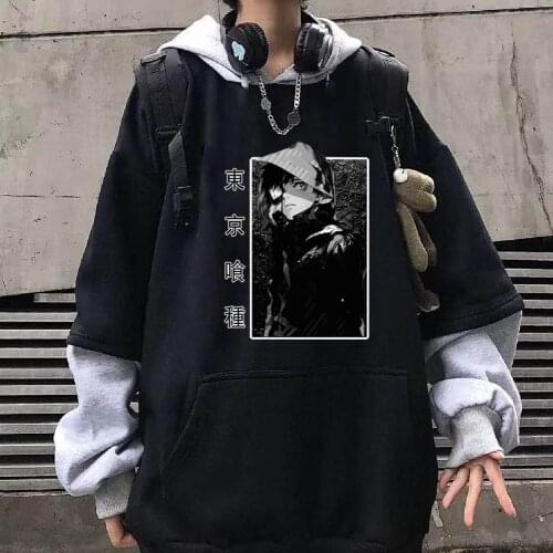 Japanese Anime Tokyp Ghoul Hoodies Funny Ken Kaneki Long Sleeve Streetwear Sudaderas Con Capucha