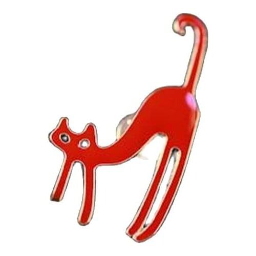 Fashion Candy Red Black White Enamel Lovely Cat Brooches Vintage Brooch Stud Accessories For Women