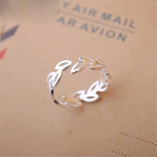 925 Sterling Silver Leaf Rings For Women Girls Punk Hip Hop Adjustable Size Jewelry Best Gift jz543