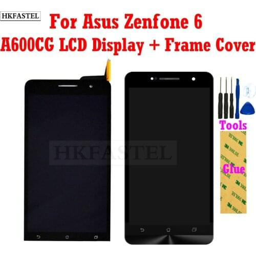 HKFASTEL LCD Screen For Asus Zenfone 6 A600CG A601CG Display Touch Screen With Frame cover Panel Digitizer