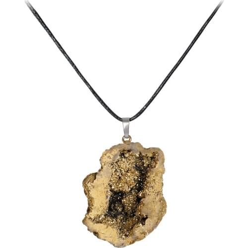 1pcs Plating Colors Druzy Geode Necklace With Pendant Women Jewelry Cluster Stones Necklace