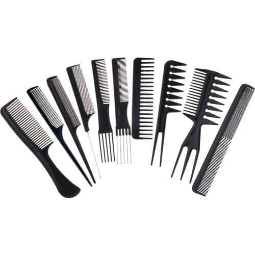 10Pcs Hairdressing Combs Set Teasing Comb for Fine Hair, Rat Tail Backcombing Volumizing Parting Wave Combs Kit for Women Men