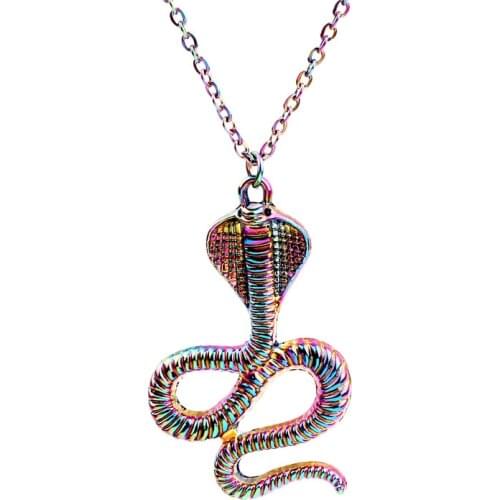 10pcs Rainbow Color Alloy cobra snake Necklace free Stainless Steel Chain for Women Girl Xmas Party Jewelry gifts