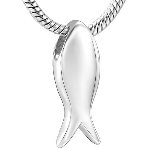 11.11 Blank Stainless Steel Gone Fishin Fish Cremation Urn Necklace,Engraveable Fish Keepsake Necklace for Ashes