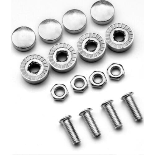 16 Pcs / lot Universal Car Truck License Plate Frames Tag Cap Metal Fasteners Screw Caps Cover Chrome Metal Set