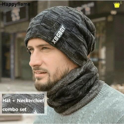 2-pcs Winter plush knitted hat Neckerchief sets Plus velvet Thick woolen hat Parent-child Warm Beanie Hats Pullover Cap Gorros
