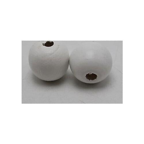 25 White Round Wood Beads 20mm Large Wooden Beads