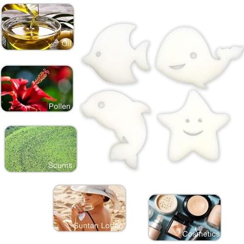 4Pcs White Floating Spa Sponge Cartoon Oil Absorbing Hot Tub Skimmer Scum Absorber Cleaners For Swimming Pool