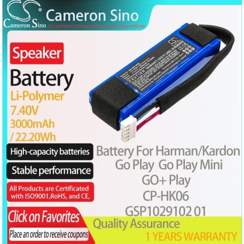 CameronSino Battery for Harman/Kardon Go Play Go Play Mini GO+ Play fits Harman/Kardon CP-HK06 GSP1029102 01 Speaker Battery