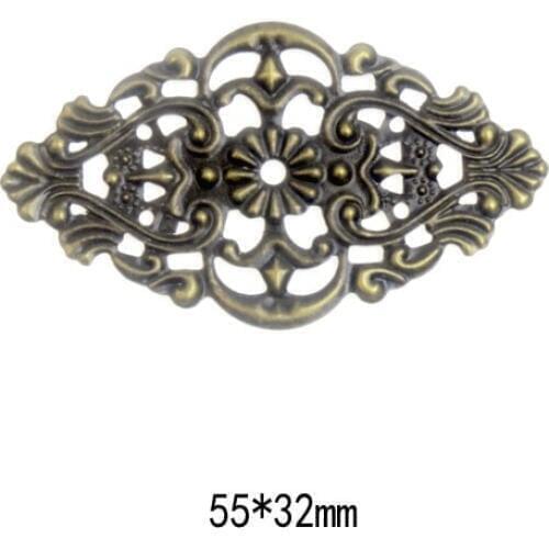 Free shipping 5Pcs Filigree Wraps Connectors Metal Crafts Decoration DIY Findings Ancient Bronze Pattern Hollow 32x 55mm F0431