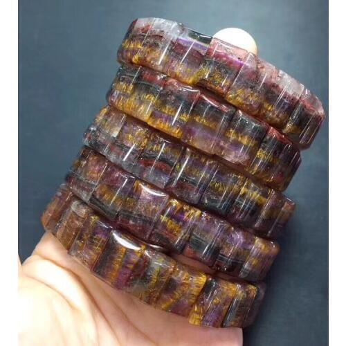 BoutiqueNatural Aurora 23 Hand Row Super 23 Purple Titanium Crystal Bead Bracelet Aurora and Purple Titanium Crystal Symbiotic