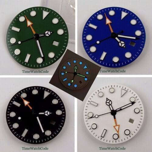 31.3mm Watch Dial Hands Parts Date Window Fit For Mingzhu 3804 GMT Function Luminous 4 colors