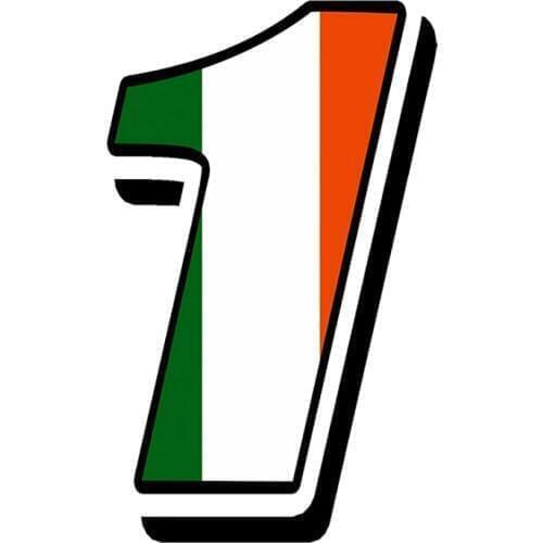 Dawasaru Racing Numbers Ireland Flag Car Sticker Personalized Decal Laptop Motorcycle Auto Accessories Decoration PVC,13cm*10cm