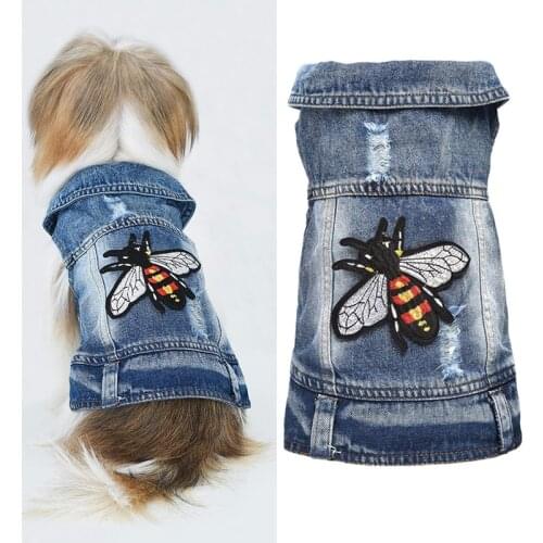 3D Graphic Design Dog Jeans Jacket Spring Fashion Cowboy Clothes for Small Medium Dogs Yorkie Corgi Schnauzer Dog Denim Jacket