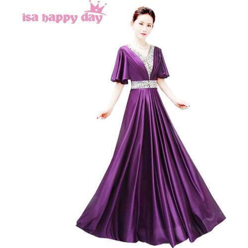 Specials elegante formale embellished modest evening gowns dress ladies dinner long dresses celebrities deep purple H3941