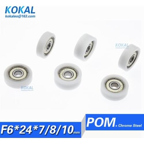 [F0624]10PCS/lot 626zz 626 ball bearing coated with POM plastic flat type white outer diameter 24mm bearing pulley 6X24X7/8/10mm