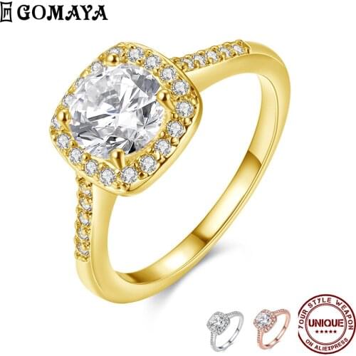 GOMAYA Rings For Women Elegant Luxury 3 Color 5A Clear Cubic Zircon Romantic Ring Wedding Engagement Fashion Jewelry On Sale