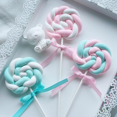 Artificial Decoration Lollipop fake dessert model clay Spun sugar dessert for showcase photography store display