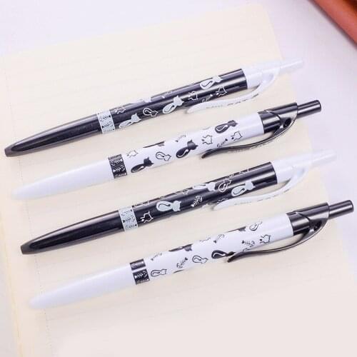 1 Pc Cute Black White Cat Ballpoint Pen Kawaii 0.5mm Blue Stationery Pen for Kids Office School Supplies Free Shipping