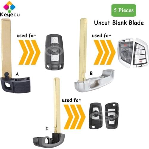 KEYECU Replacement Smart Keyless Entry Remote Key Blade for BMW 2011 New 5 Serial 528i 535i X3 535i GT 550i -Only Blade 5PCS/Lot