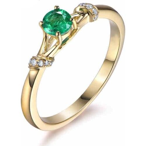 18K Rose Gold Ring for Women Green Diamond Wedding Bands Rings for Couples Bohemian Round Engagement 18K Ring for Fine Jewelry