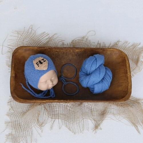 Newborn Stretch Wrap Set Knit Baby Bonnet For Photography Props Crochet Mohair Hat And Wrap Outfit Photo Props