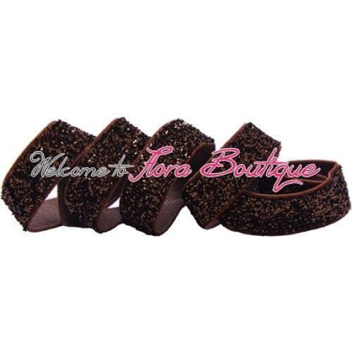 Brown B-534 glitter elastic, 3/8" high quality metallic elastic ribbon