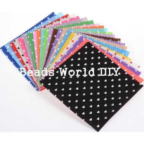 Patchwork Fabric Tissus 21 Colors 15cm Square Heart Pattern Felt Fabric Diy Scrapbooking Craft Handmade Kids Dolls Not Cloth