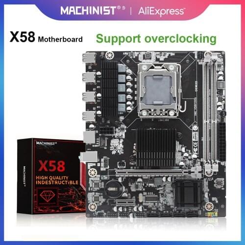 MACHINIST X58 motherboard LGA 1366 support REG ECC DDR3 RAM and xeon processor M-ATX USB3.0 AMD RX Series Spell X58V1608