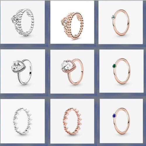 Trendy 925 Sterling Silver Ring Daisy Flower Sparkling Heart Tiara Crown Rings for Women Engagement Anniversary Jewelry