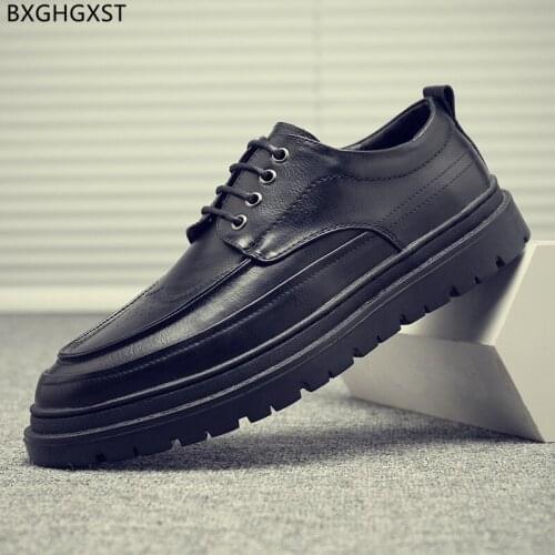 Black Leather Casual Shoes Man Platform Luxury Designer Shoes Men Oxford Shoes for Men 2021 Chaussure Homme Zapatillas De Hombre