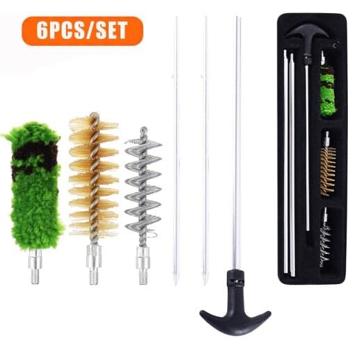 6Pcs/Set Tactical Rifle Gun Cleaning Kit 20G Aluminum Rod Brush Set Rod Brush Rifle Pistol Tube Barrel Cleaning Kit