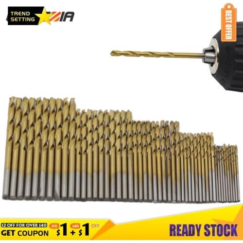 LAMEZIA 50PCS 4Sizes Mini Micro Round Shank Drill Bits Set Small Precision HSS Twist Drills For Angle Iron Wood Woodworking