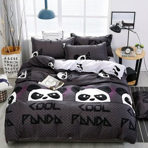 Cartoon Black Panda Duvet Cover Adult Child Bed Sheet And Pillowcases Comforter Bedding Set 3/4pcs Soft Bed Cover Set