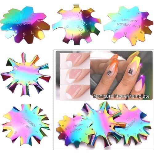 Pro 9 Size Easy French Smil e Line Edge Trimmer Cutter Acrylic Nail Tips Mold Guides White Pink Friench Design Tools Template