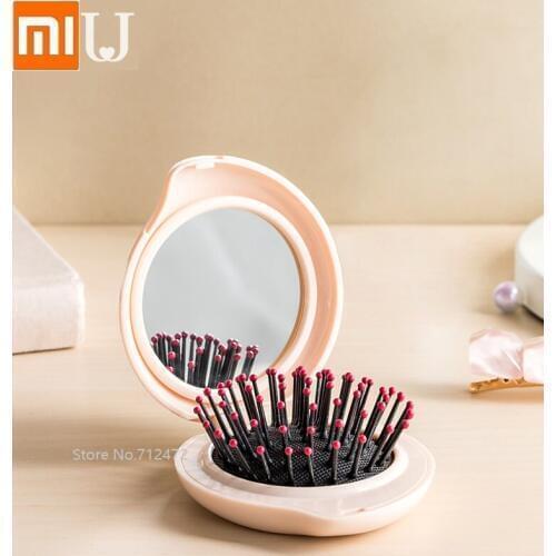 Youpin jordanjudy comb makeup mirror girl Small mirror Portable cute folding student holding comb hair mirror