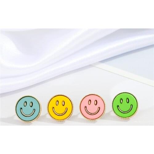 1PC Punk Colorful Acrylic Smiley Face Stud Earrings For Women Girl New Cute Simple Round Smile Small Ear Stud Jewelry E748