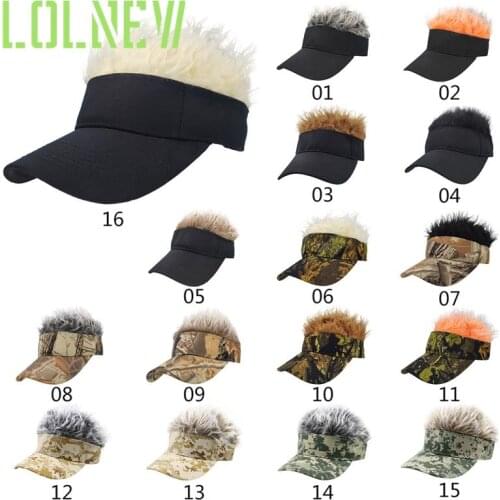 Men Hat Golf Casual Visor Peaked Beanie Wig Men Unisex Sports Fake Party Camouflage Summer Hair Adjustable