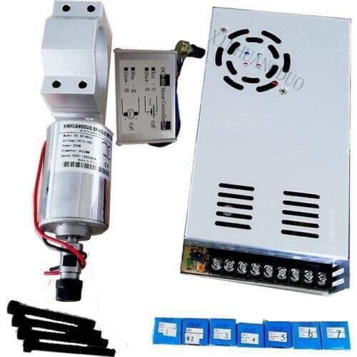 DC spindle 200W air cool 0.2kw milling Motor & spindle speed power converter &52mm clamp & 7pcs er11 collet for DIY