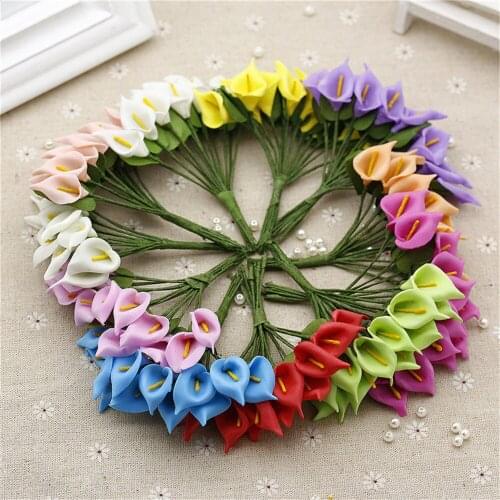 Wedding Decoration 5PCS Artificial Flower PE Calla Lily DIY Bridal Travel Fake Flower Garland Bracelet Production Materials