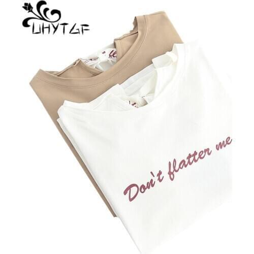 UHYTGF T-shirts for women Short sleeve pullover loose casual summer top female fashion letters elegant students tshirt women 963